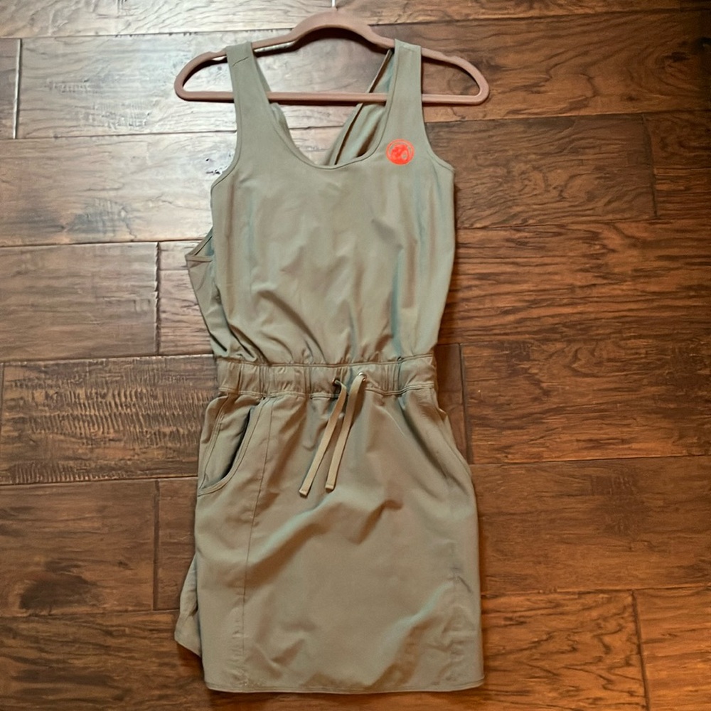 Patagonia Green Sleeveless Dress with Drawstring waist.